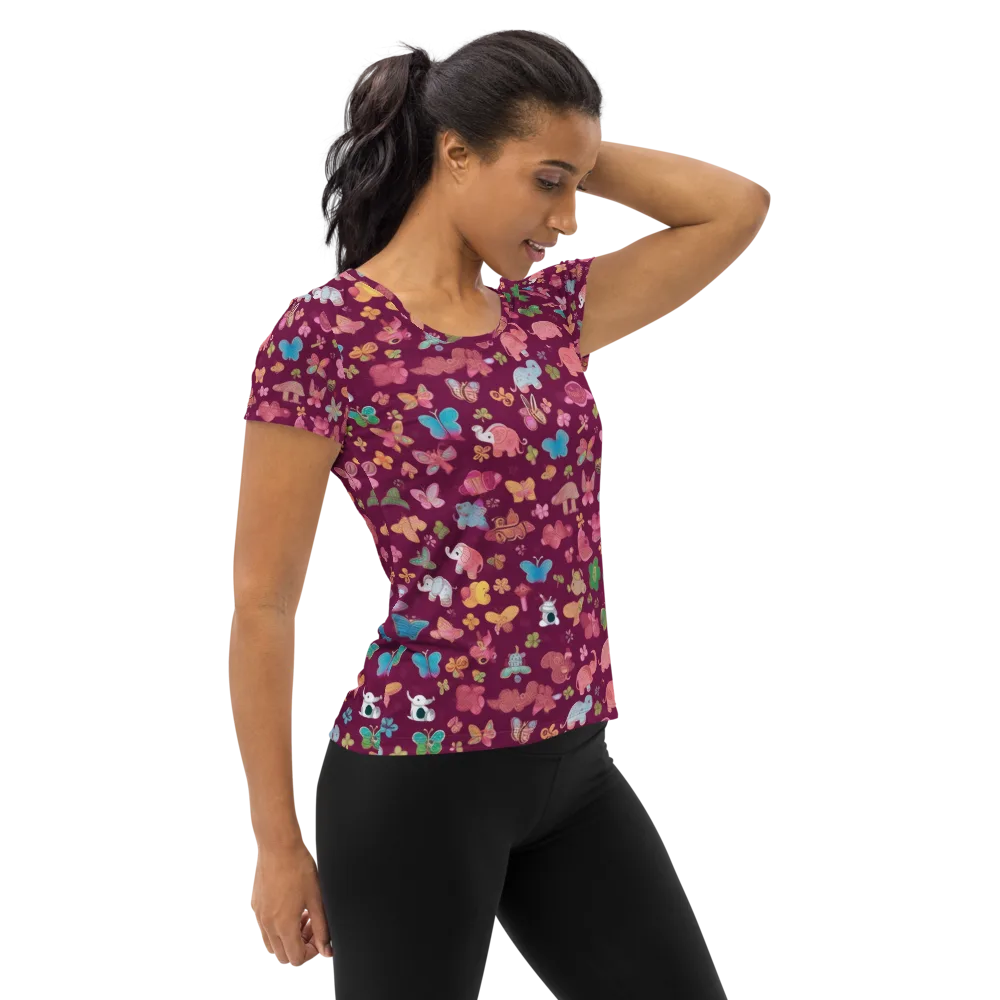 Mauve Meadow on Women's Athletic T-Shirt — Right