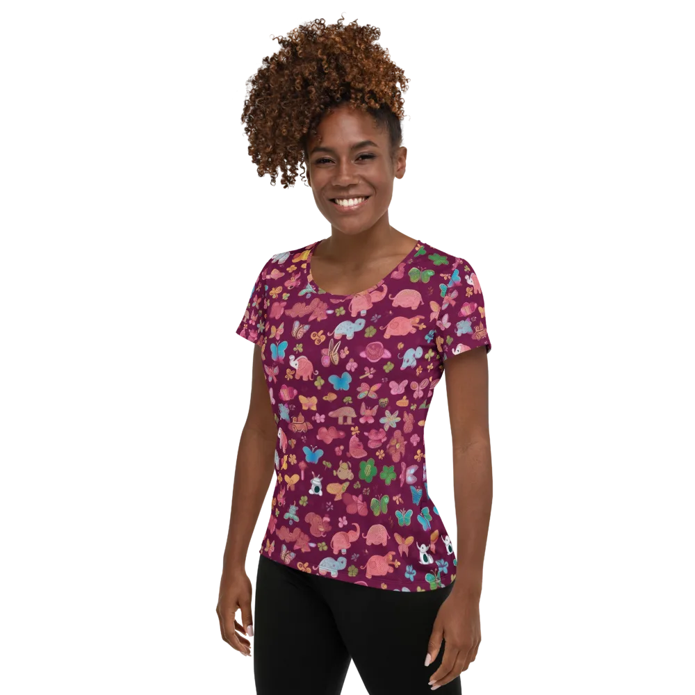 Mauve Meadow on Women's Athletic T-Shirt — Left