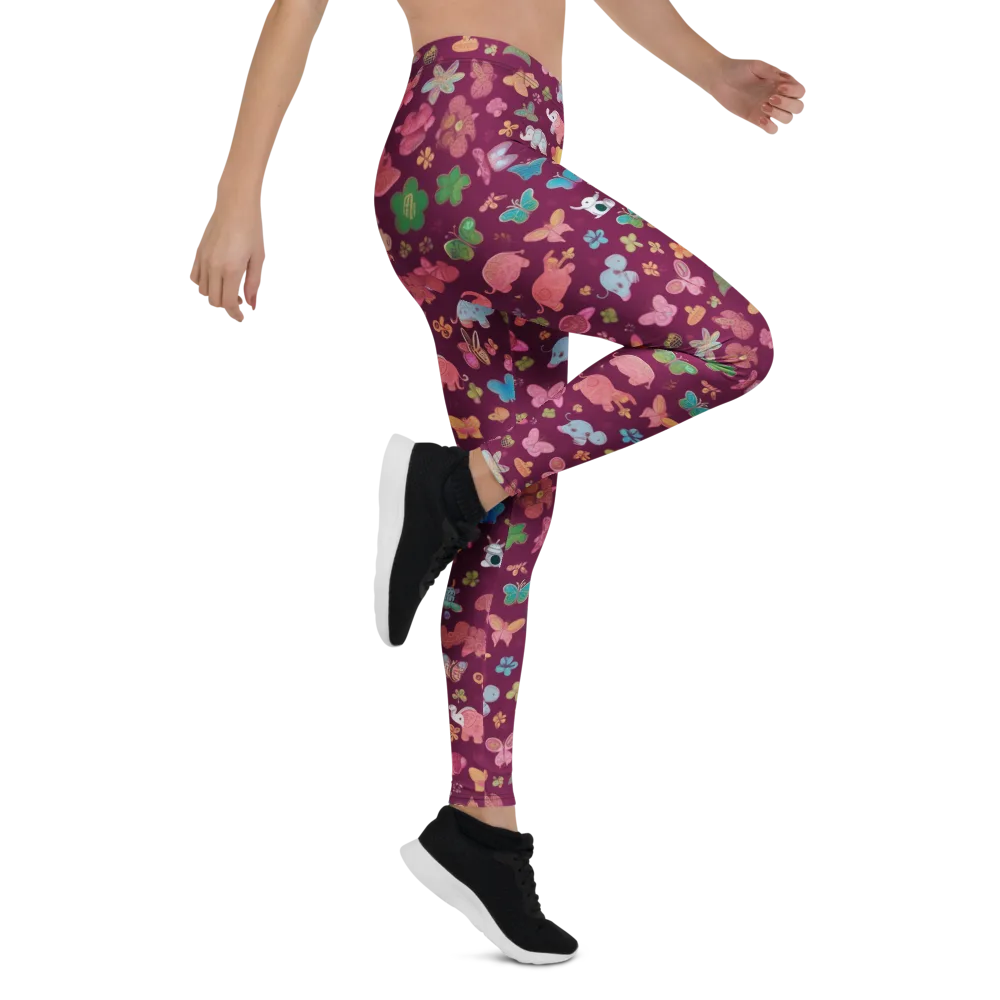 Mauve Meadow on Leggings — Right