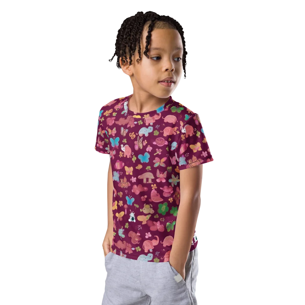 Mauve Meadow on Kids Crew Neck T-Shirt — Left Front