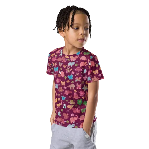 Mauve Meadow on a Kids Crew Neck T-Shirt