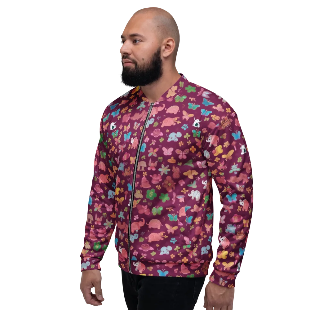 Mauve Meadow on Bomber Jacket — Left