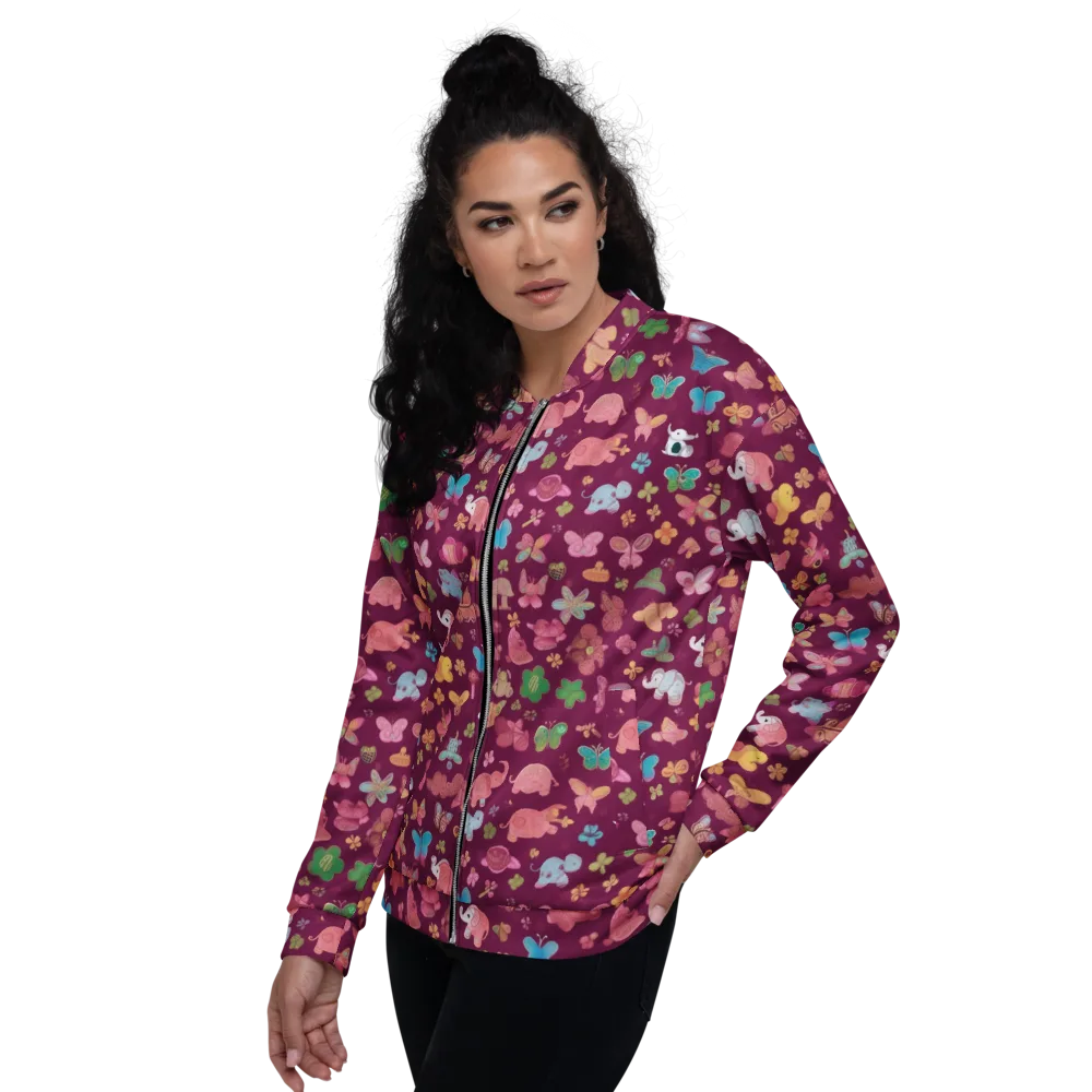 Mauve Meadow on Bomber Jacket — Left