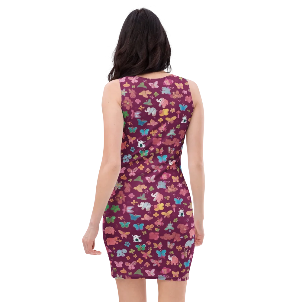 Mauve Meadow on Bodycon Dress — Back