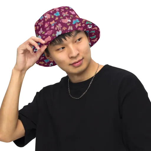 Mauve Meadow on a Reversible Bucket Hat
