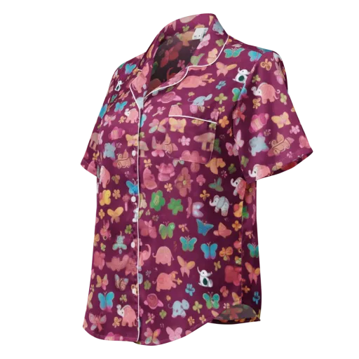 Mauve Meadow on a Women's Short Sleeve Pajama Top