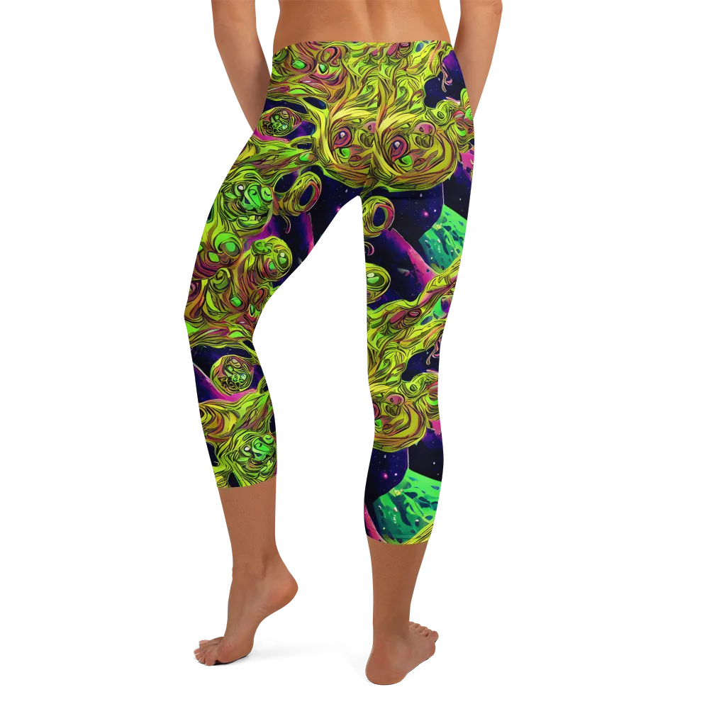 Neon Moonfall on Capri Leggings — Back