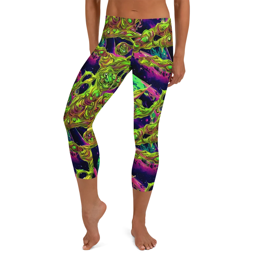 Neon Moonfall on Capri Leggings — Front