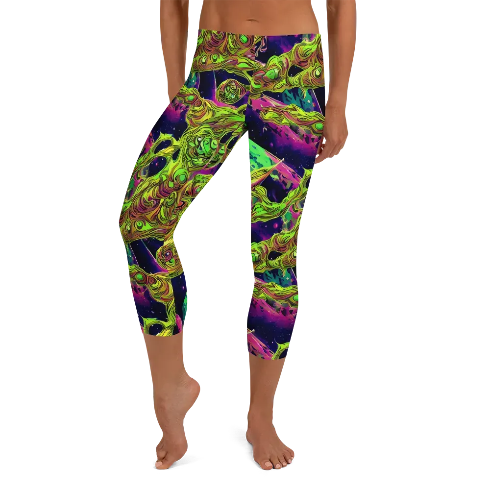 Neon Moonfall on Capri Leggings — Front