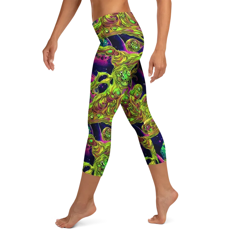 Neon Moonfall on Capri Leggings — Left