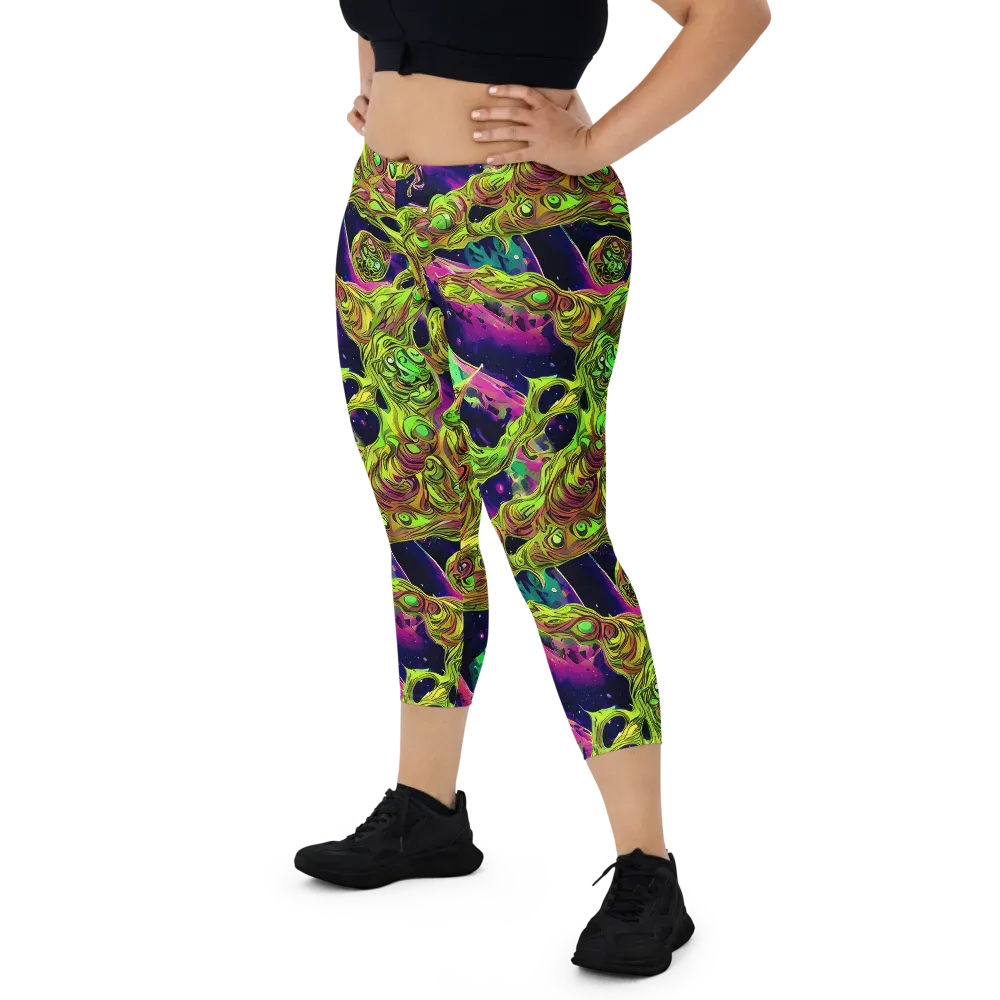 Neon Moonfall on Capri Leggings — Front