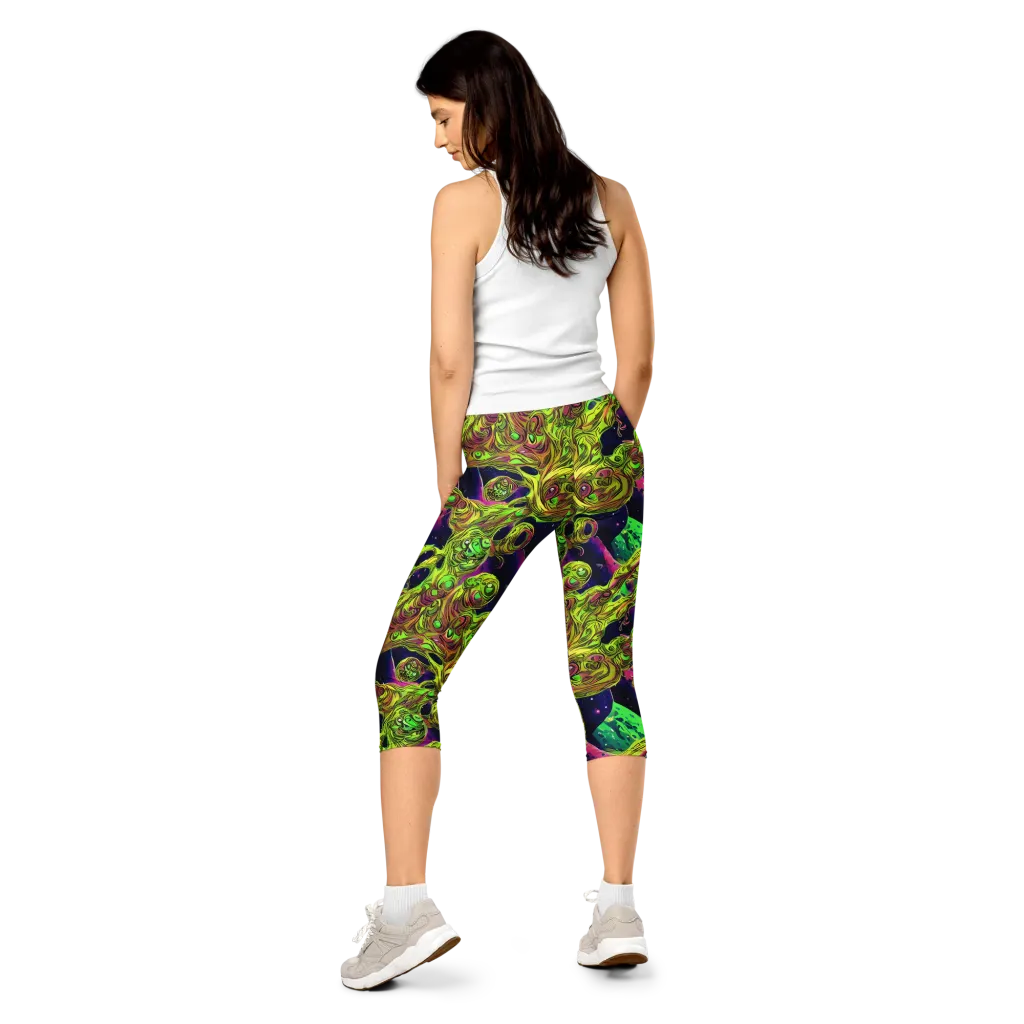 Neon Moonfall on Capri Leggings — Back