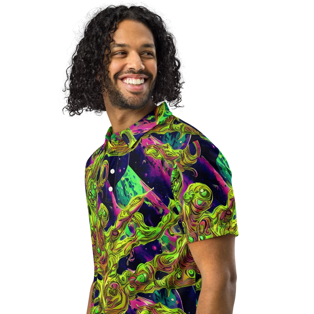 Neon Moonfall on Men's Slim Fit Polo Shirt — Left Front