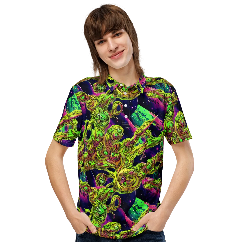 Neon Moonfall on Men's Slim Fit Polo Shirt — Front