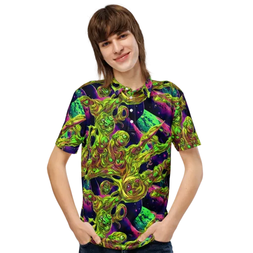 Neon Moonfall on a Men's Slim Fit Polo Shirt