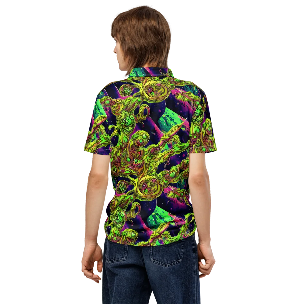 Neon Moonfall on Men's Slim Fit Polo Shirt — Back
