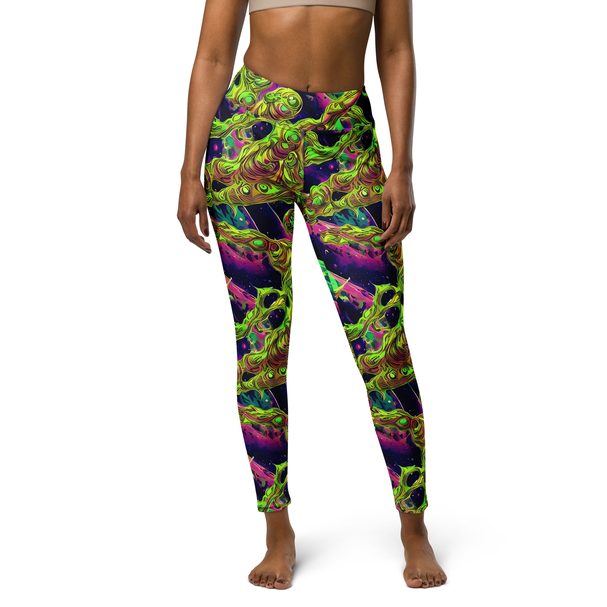 Neon Moonfall on Yoga Leggings — Front