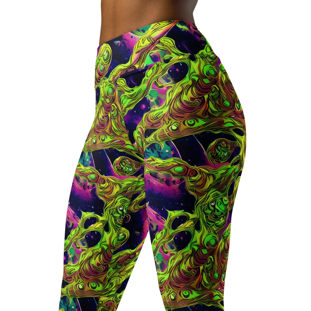 Neon Moonfall on Yoga Leggings — Left Front