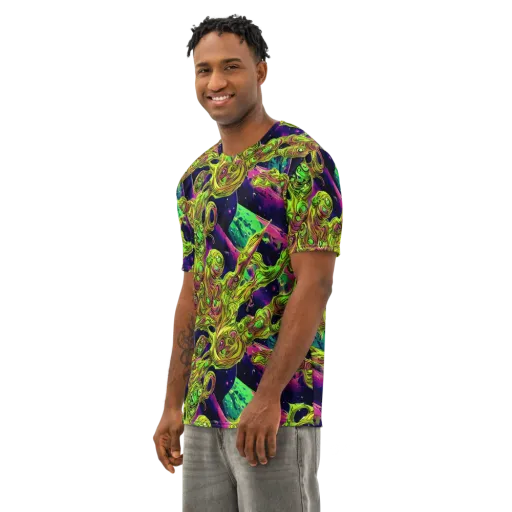 Neon Moonfall on a Men's Cotton Crew Neck T-Shirt