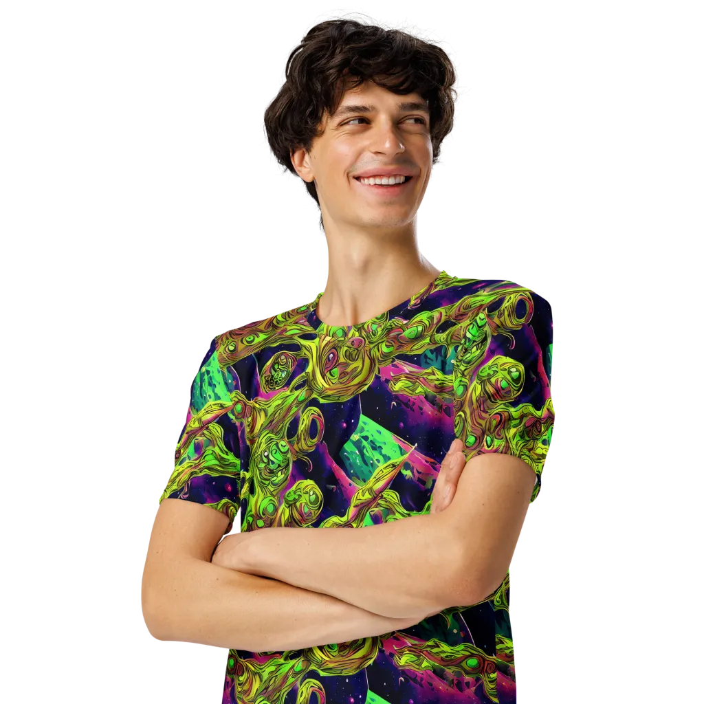 Neon Moonfall on Men's Crew Neck T-Shirt — Left Front
