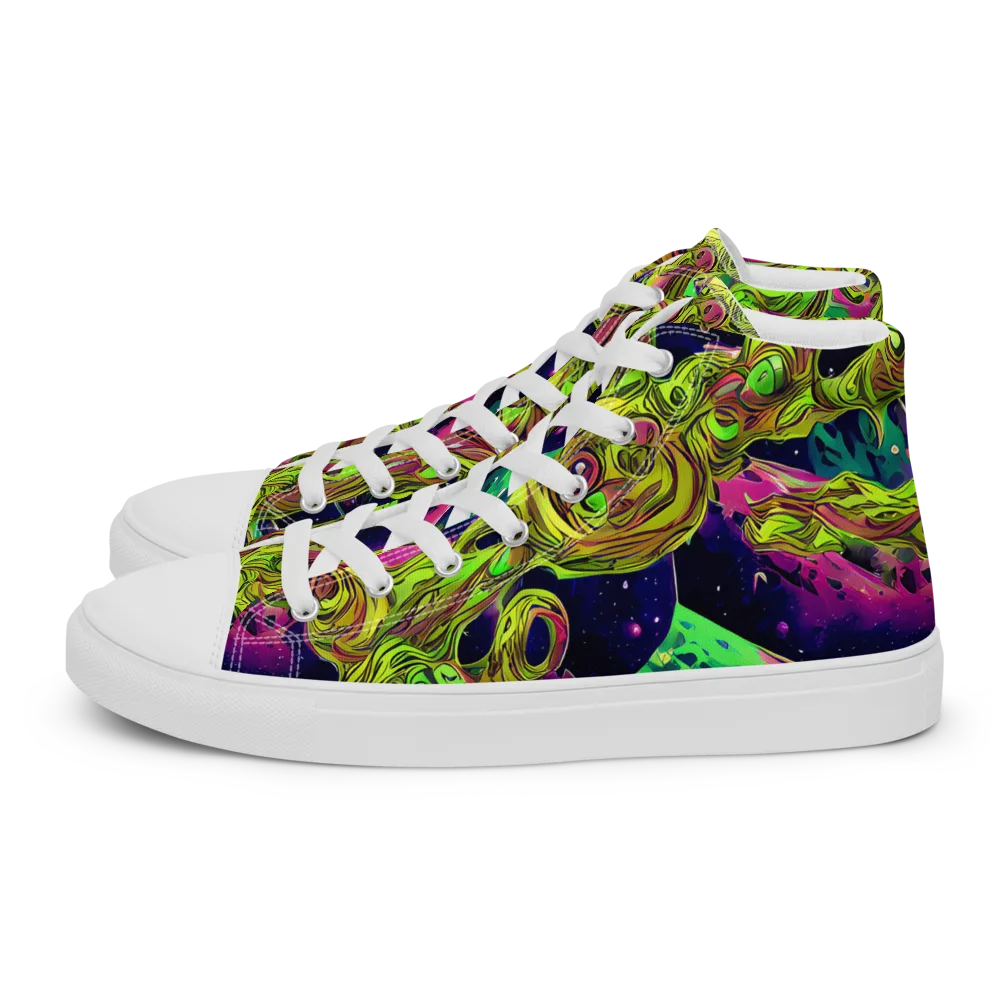 Neon Moonfall on Men's High Top Canvas Shoes — Left