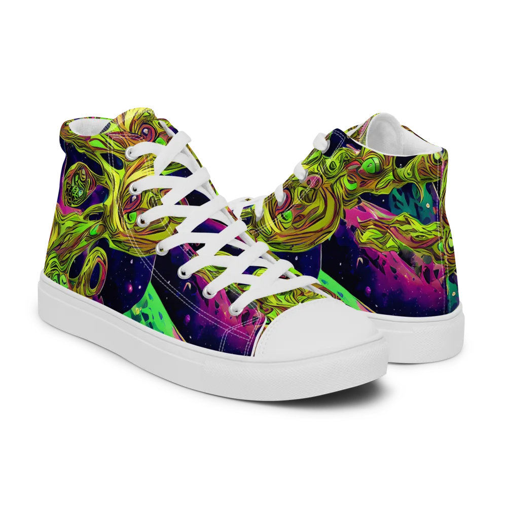 Neon Moonfall on Men's High Top Canvas Shoes — Right