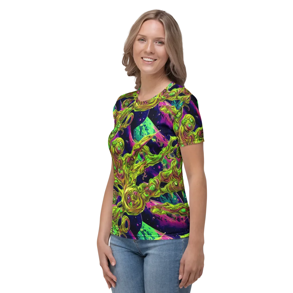 Neon Moonfall on Women's Crew Neck T-Shirt — Left