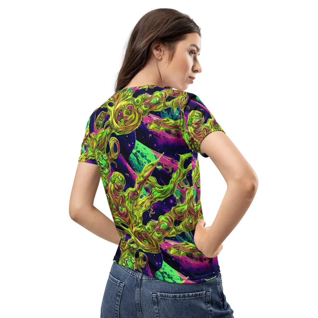 Neon Moonfall on Women's Crew Neck T-Shirt — Back