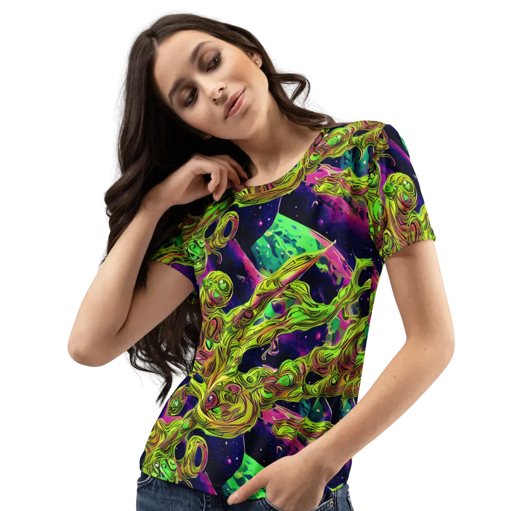 Neon Moonfall on Women's Crew Neck T-Shirt — Left Front