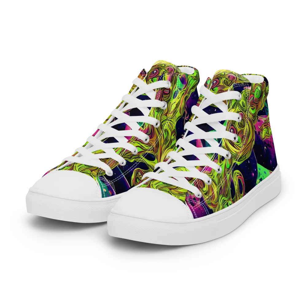 Neon Moonfall on Women's High Top Canvas Shoes — Left Front