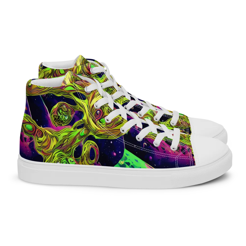 Neon Moonfall on Women's High Top Canvas Shoes — Right