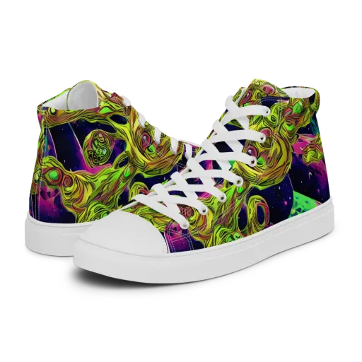 Neon Moonfall on a Women's High Top Canvas Shoes