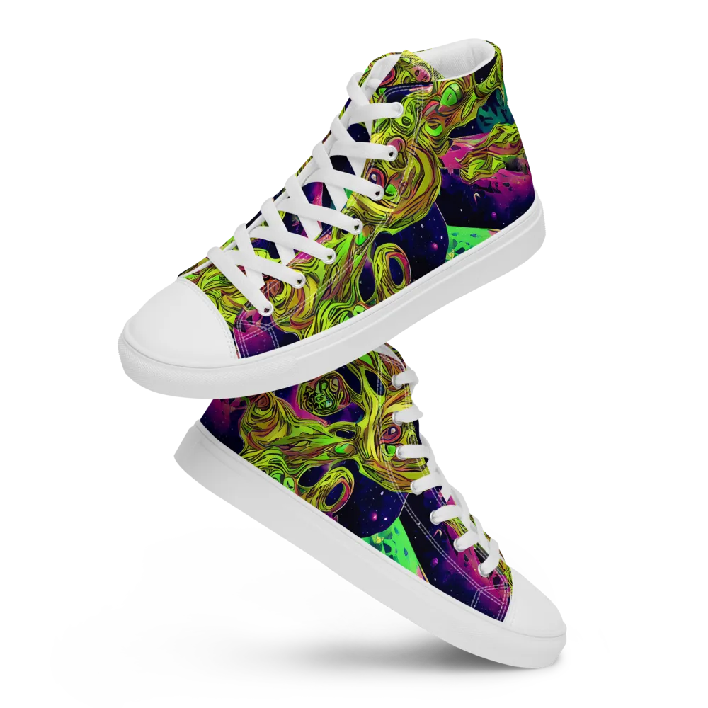 Neon Moonfall on Women's High Top Canvas Shoes — Front
