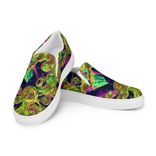 Neon Moonfall on a Men's Slip-On Canvas Shoes