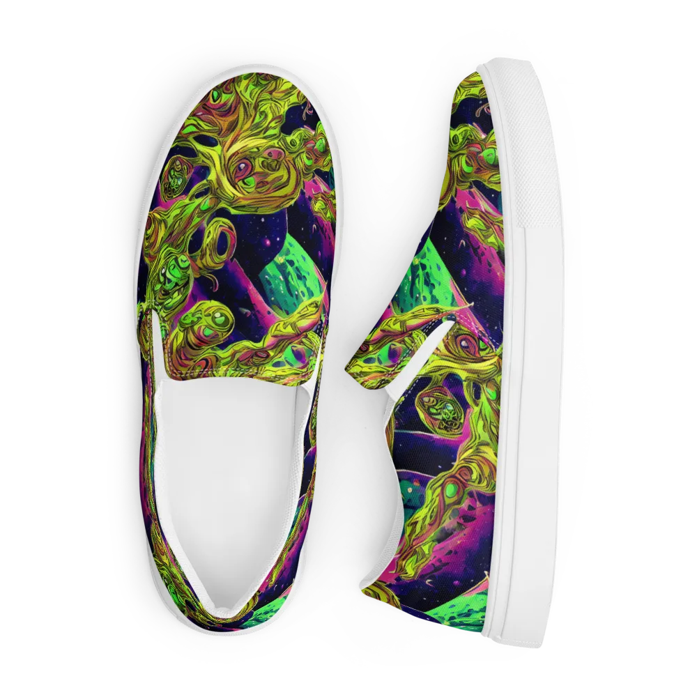 Neon Moonfall on Men's Slip-On Canvas Shoes — Front