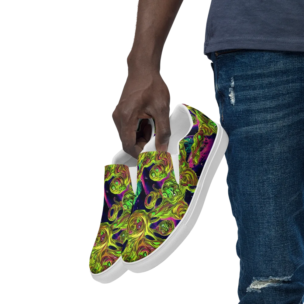 Neon Moonfall on Men's Slip-On Canvas Shoes — Left Front
