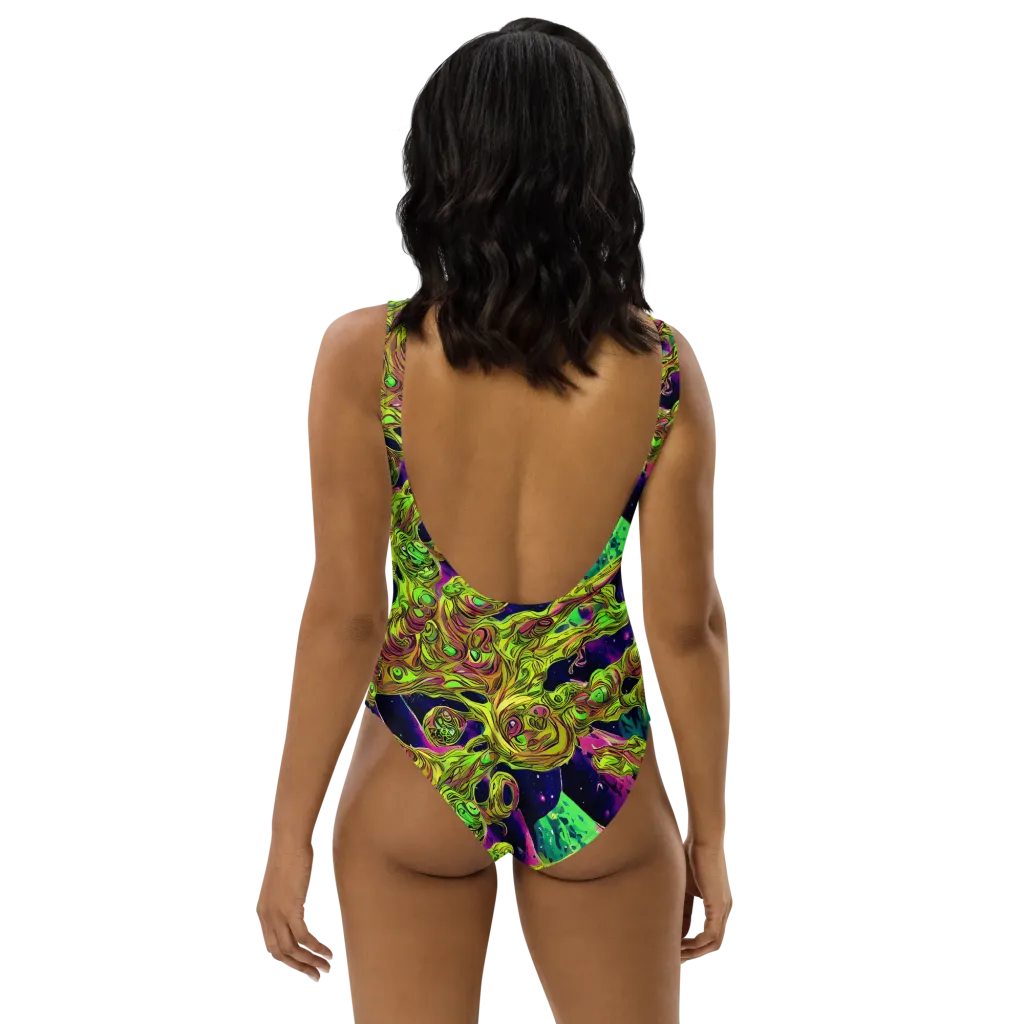 Neon Moonfall on One-Piece Swimsuit — Back