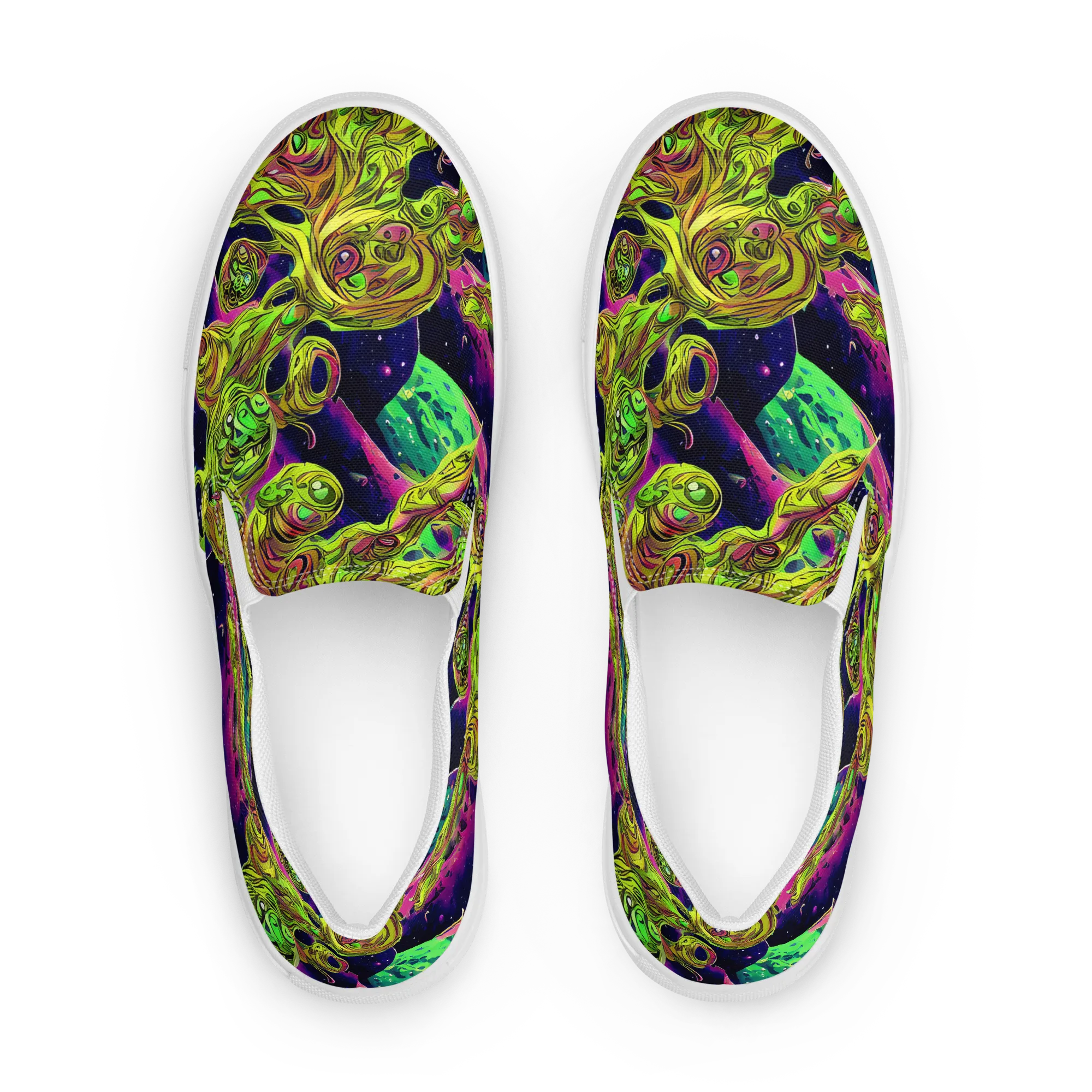 Neon Moonfall on Women's Slip-On Canvas Shoes — Front