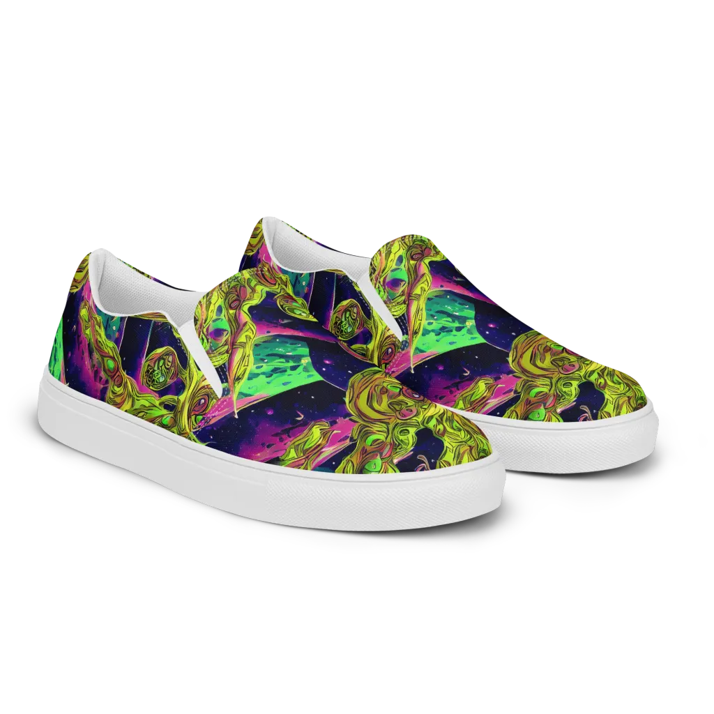 Neon Moonfall on Women's Slip-On Canvas Shoes — Right Front