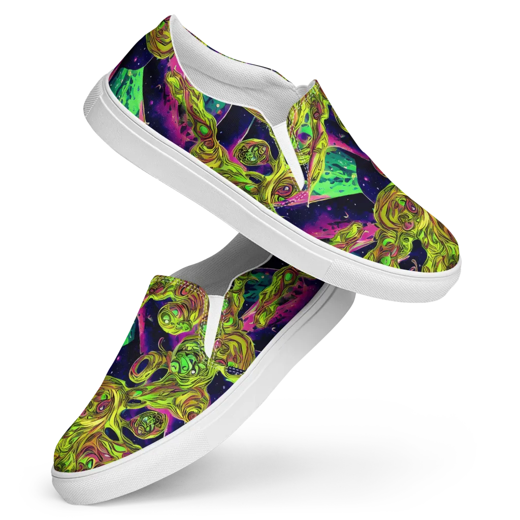Neon Moonfall on Women's Slip-On Canvas Shoes — Front