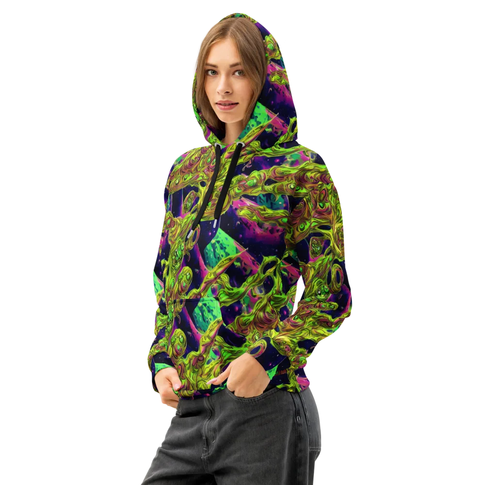 Neon Moonfall on Cotton Hoodie — Left Front