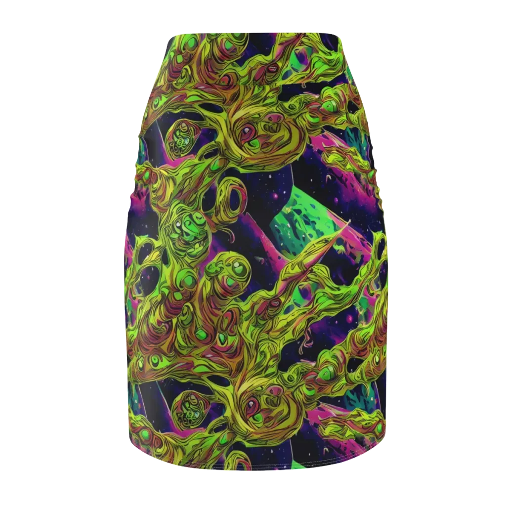 Neon Moonfall on Pencil Skirt — Back