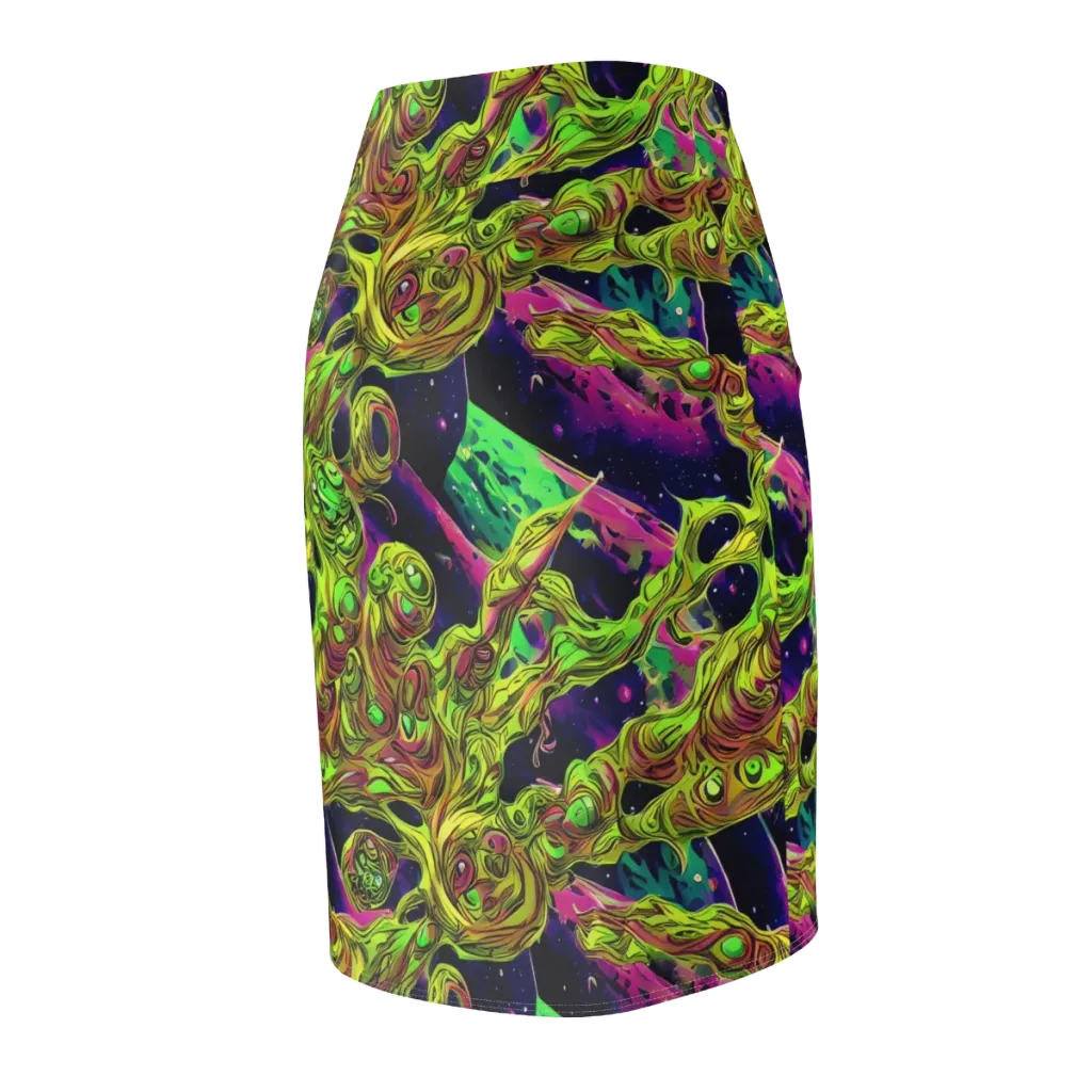 Neon Moonfall on Pencil Skirt — Back Side