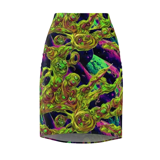 Neon Moonfall on a Pencil Skirt