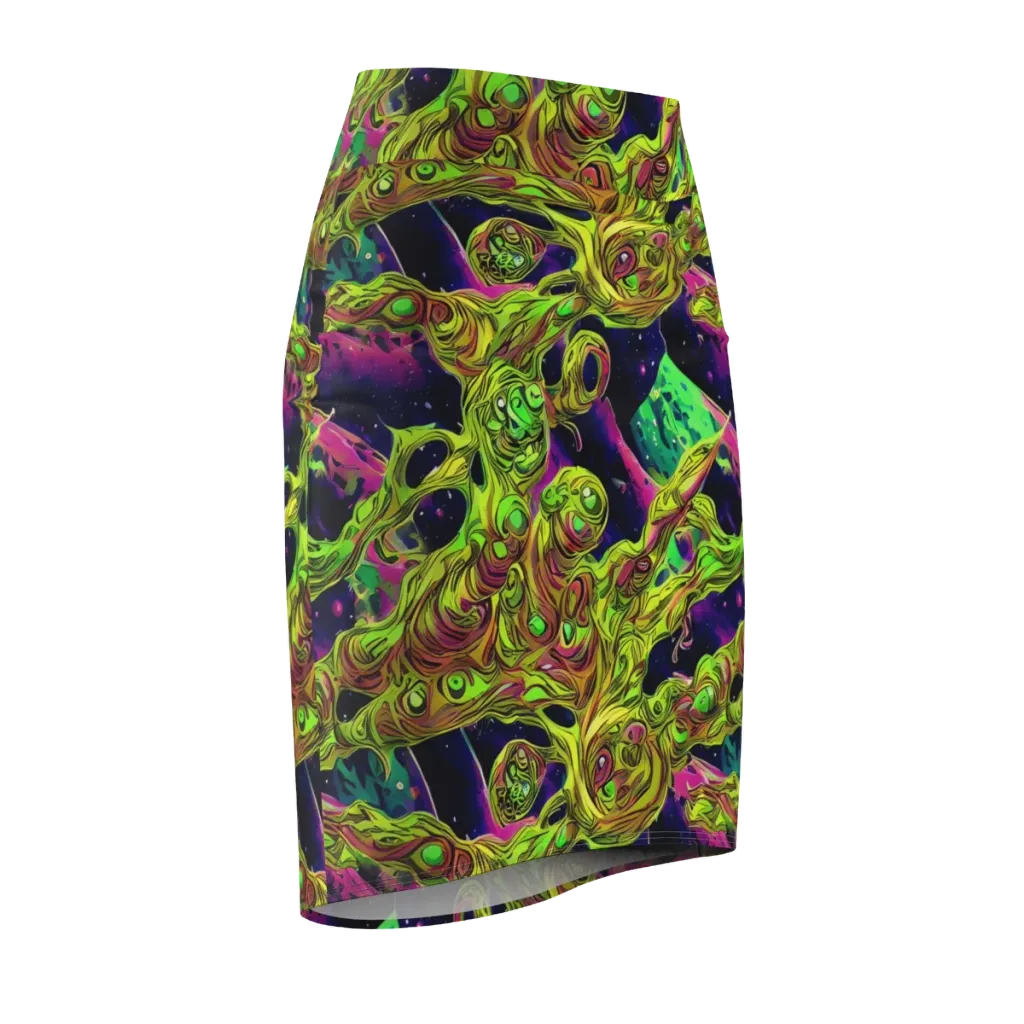 Neon Moonfall on Pencil Skirt — Front Side