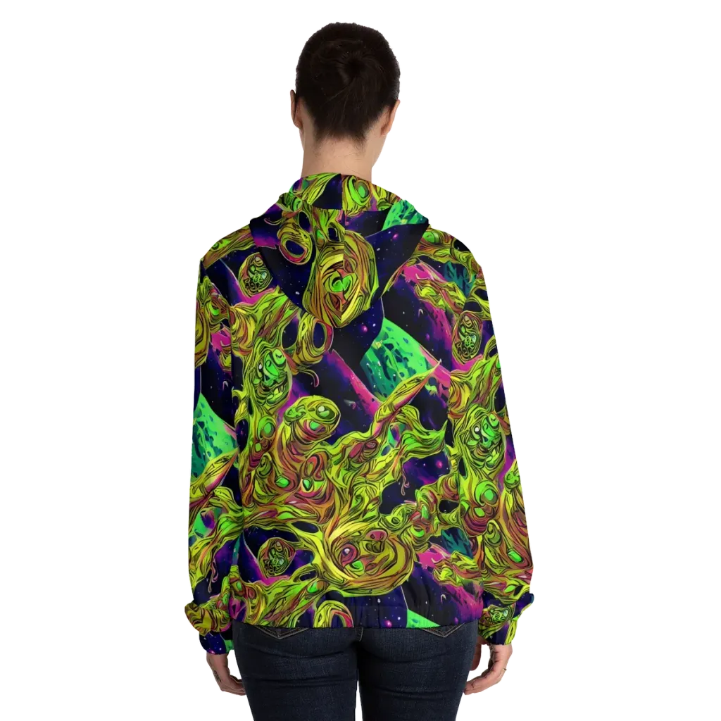 Neon Moonfall on Women's Full-Zip Hoodie — Back On Person