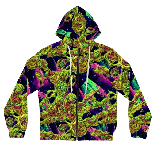Neon Moonfall on a Women's Full-Zip Hoodie