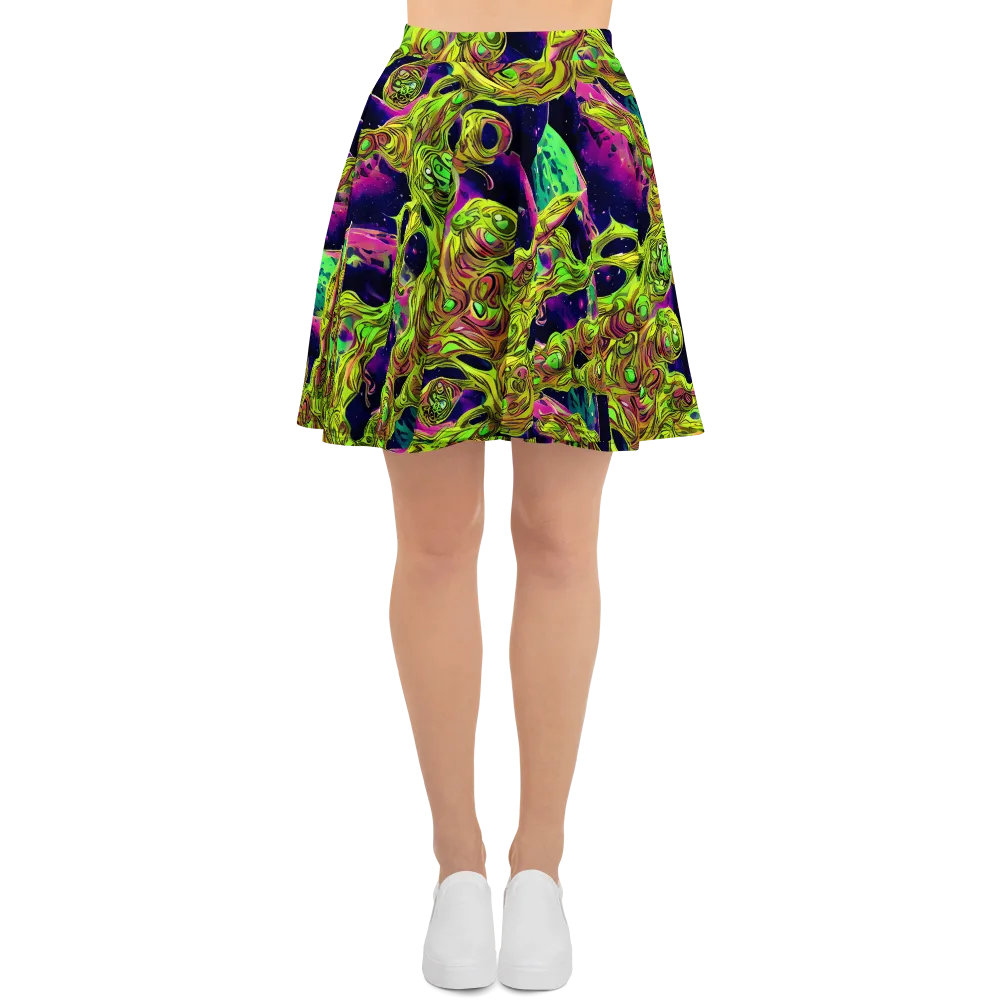 Neon Moonfall on Skater Skirt — Front