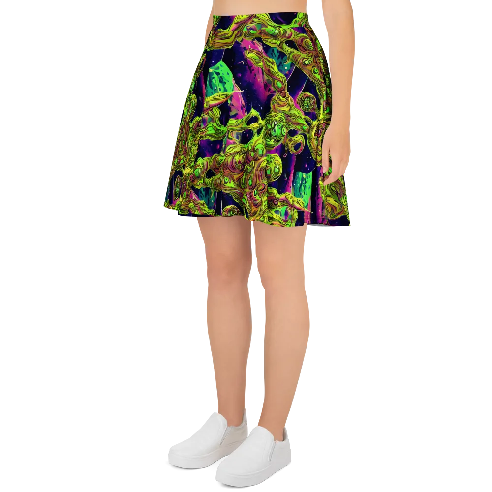 Neon Moonfall on Skater Skirt — Left