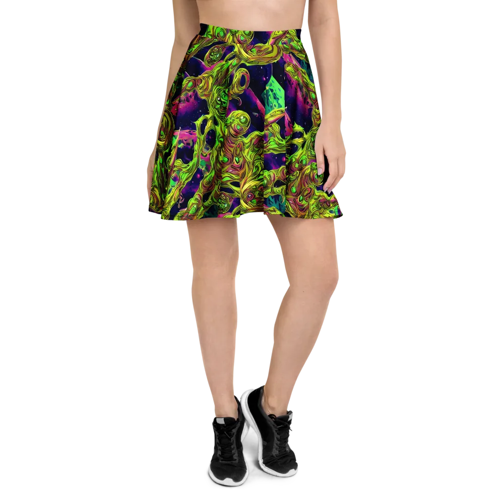 Neon Moonfall on Skater Skirt — Front